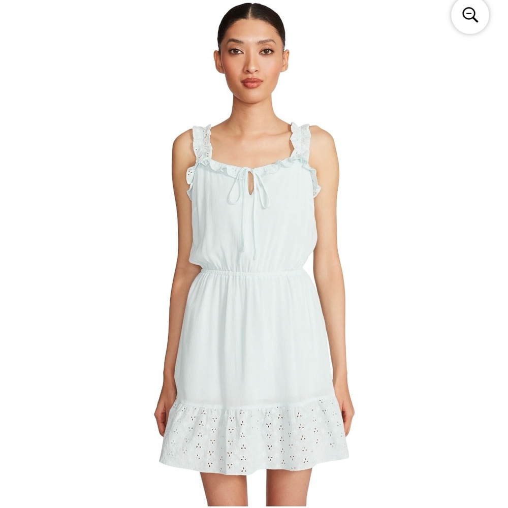 Betsy Johnson White Sleeveless Ruffle Dress
